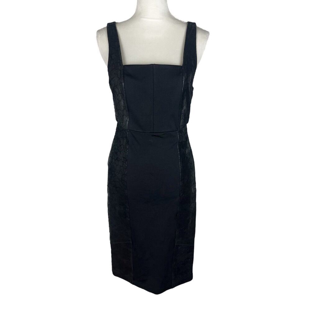 Alice + Olivia Suede Black Calf Leather Sheath Dress Whimsigoth Witchy Size 6